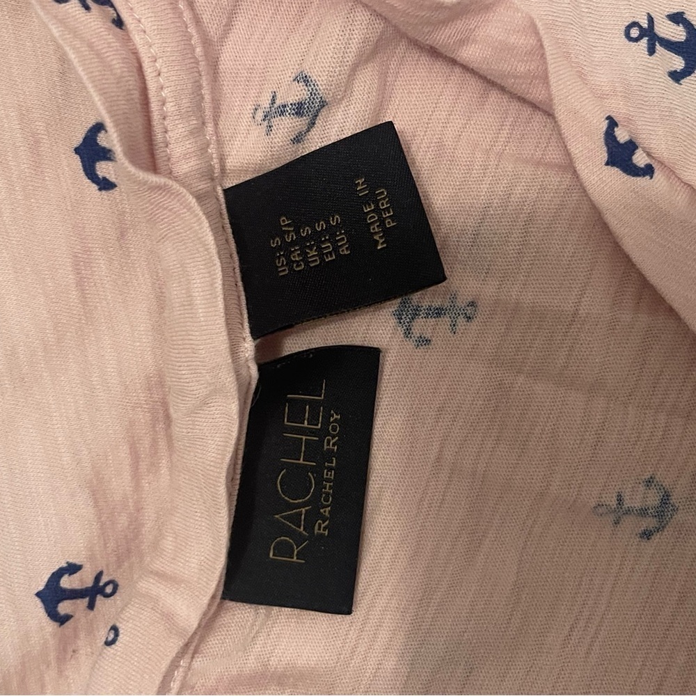 Pink Navy Blue Anchor Print V-Neck Top Sz. Small Never worn. Super cute! - Picture 3 of 3